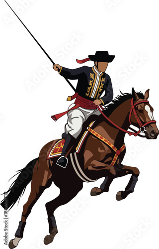 Equestrian Man in Traditional Spanish Attire Riding a Horse