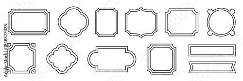 Vintage Style Graphic Border Frames and Labels Set Editable Vector Elements