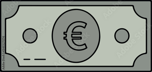 Euro Banknote Vector Minimal Illustration Currency Money Symbol Isolated Object Flat Design