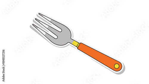 Stylized Orange Handle Fork Icon