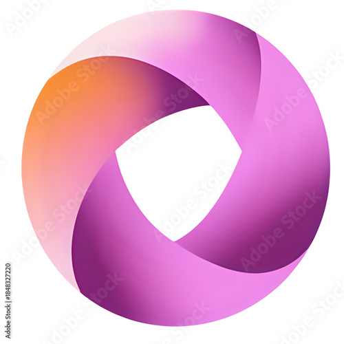 An abstract purple and orange gradient circular shape on a white background