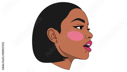 Stylized Portrait of a Black Woman's Profile with Bold Makeup