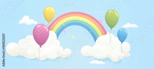 虹と雲と風船の空
