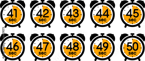 時間を示す時計のアイコン（alarm clock icon 41sec/42sec/43sec/44sec/45sec/46sec/47sec/48sec/49sec/50sec）
