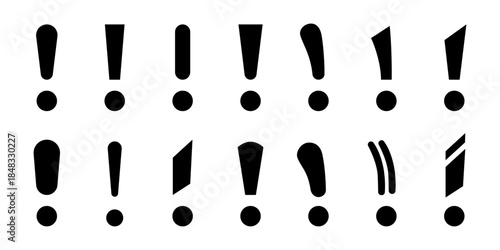 Pack de iconos de signos de exclamación. Alertas, advertencias, énfasis, notificación y atención visual. Diseño vectorial lineal