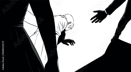 Man Reaching Out To Another Person In Suit Helping Hand Vector Art