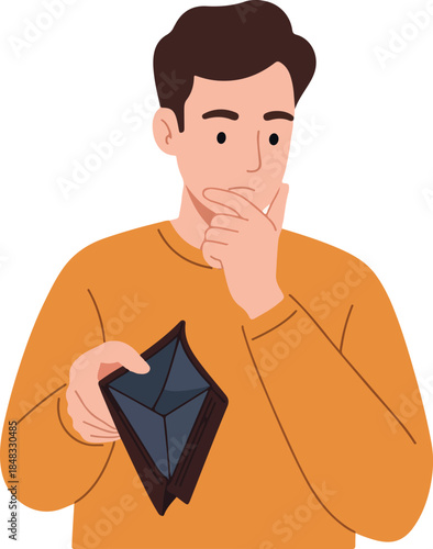Man With Empty Wallet Thinking About Financial Problems