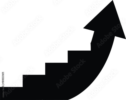 Black arrow graph showing upward trend and business growth
