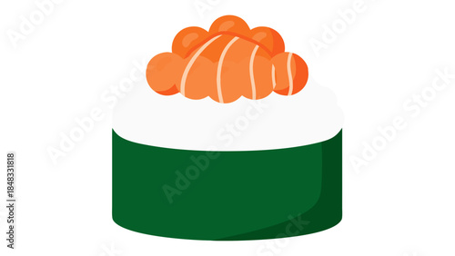 Stylized Salmon Sushi Roll Illustration
