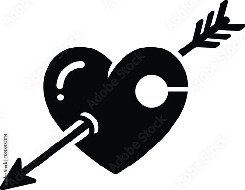 Heart pierced by arrow symbolizing love and passion