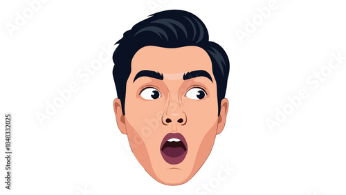 Surprised Man Face Illustration - Shocked Expression Vector Art