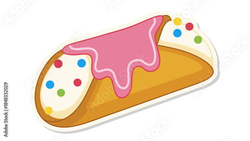Sweet Cartoon Cannoli with Pink Icing and Sprinkles