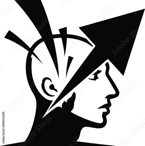 Profile of warrior with helmet