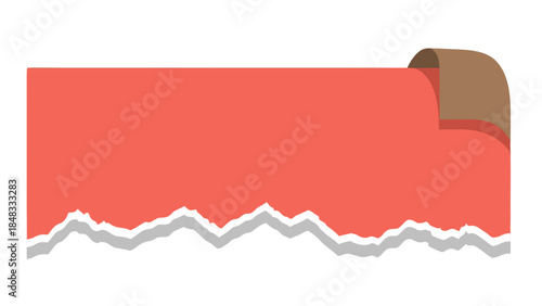 Torn Paper Banner with Coral and Brown Accent