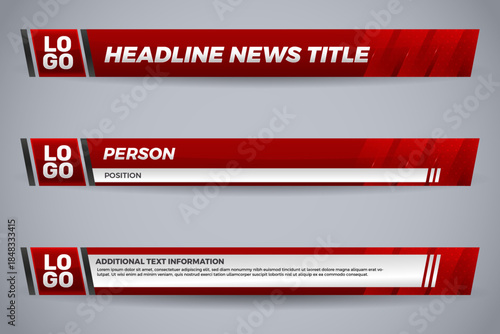 Set red lower third for television and news channel
