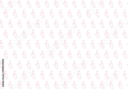 ストロー付きドリンクカップをモチーフにした親しみやすいフードイラストパターン｜カフェや飲食店デザインに使いやすいシームレス背景素材