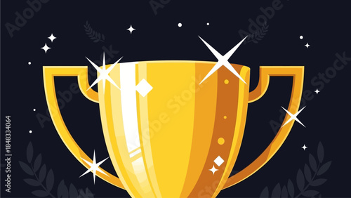 Brilliant Golden Trophy Cup Illustration Symbolizing Grand Victory, Outstanding Achievement, and Peak Performance in Sports, Business, and Recognition Awards, a Reward for Excellence