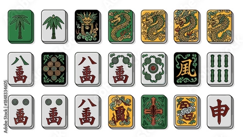 Collection of mahjong tiles