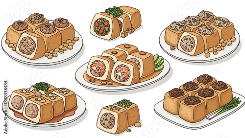 Assorted sushi rolls plates