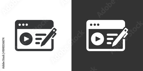 Video Content Editing icon. Solid glyph series icon