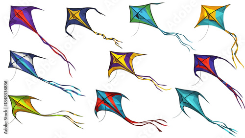 Colorful kites flying in the air