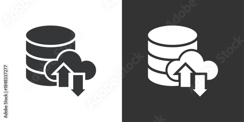 Cloud Database Synchronization icon. Solid glyph series icon