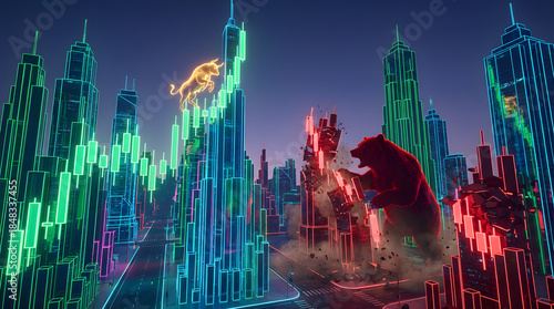 Bullish and Bearish Market Trend Visualization Using Candlestick Chart
