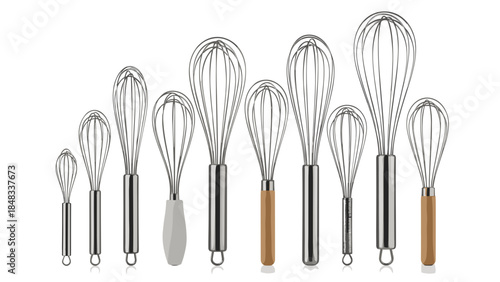 Assorted stainless steel whisks