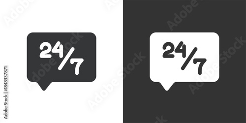 24/7 Support icon. Solid glyph series icon