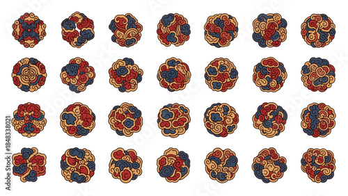 Colorful floral patterns arranged in a grid