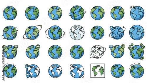 Collection of earth globe illustrations