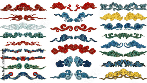 Collection of colorful cloud shapes