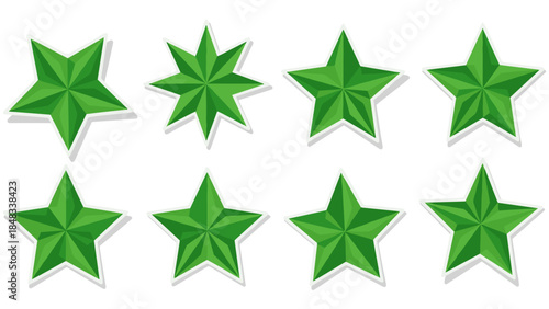 Set of eight green stars