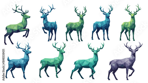 Eight deer in various poses