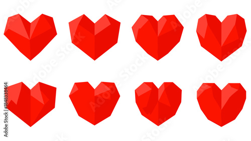Eight red hearts arranged in two rows