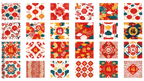Collection of colorful floral and geometric patterns