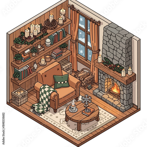 Cozy rustic living room with stone fireplace and vintage decor creating warm inviting atmosphere