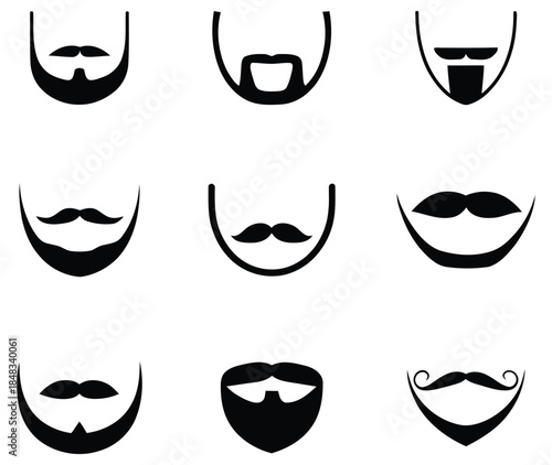 Beard and mustache styles vector icons collection. set of vector mustache