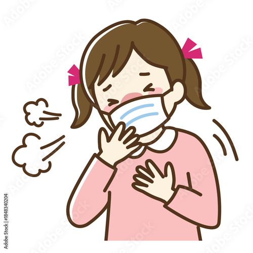 咳をするマスクをした子供