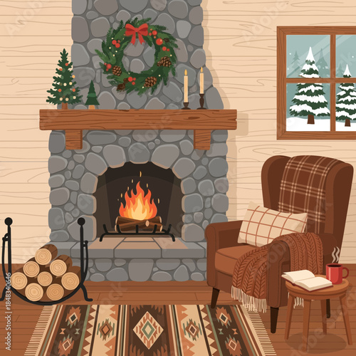 Cozy Christmas Living Room with Fireplace Decor and festive Elements for a Warm Holiday Atmosphere