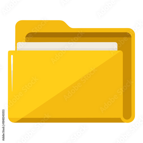 A bright yellow folder icon shown in a simple, flat design style, no background vector file.