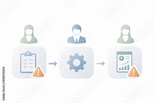 Business workflow approval process infographic with task review execution and reporting