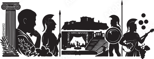 Greek mythology symbols medusa pegasus minotaur sphinx helm
