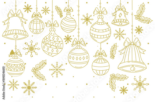 Cute Christmas pictures on a white background. Christmas hand drawn. Christmas vector clicks.