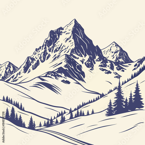 Majestic snow-capped mountain range