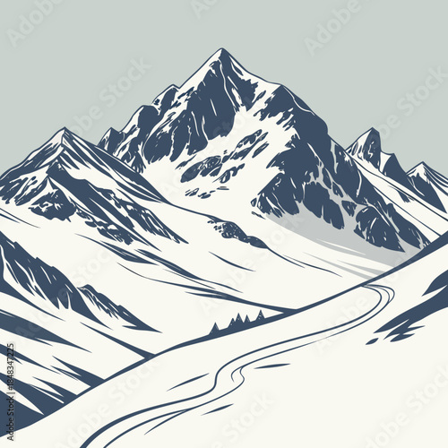 Majestic snow-capped mountain range