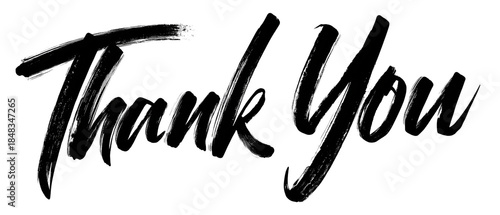 Thank You in smooth black brush typography with gentle strokes isolated on transparent background