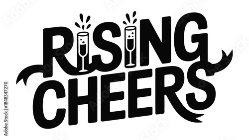Rising Cheers: A celebratory graphic that features champagne glasses with a cheerful appearance, capturing the essence of celebration and good times.
