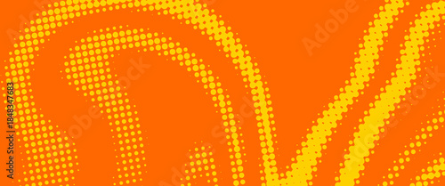 abstract orange background. orange halftone pattern. Retro comic gradient background. Bright orange pixelated dotted texture overlay.