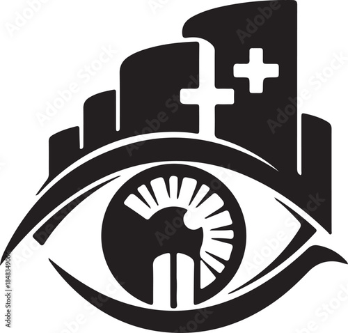 Black outline icons pack of optometrist tools, chart, drops, and doctor symbols